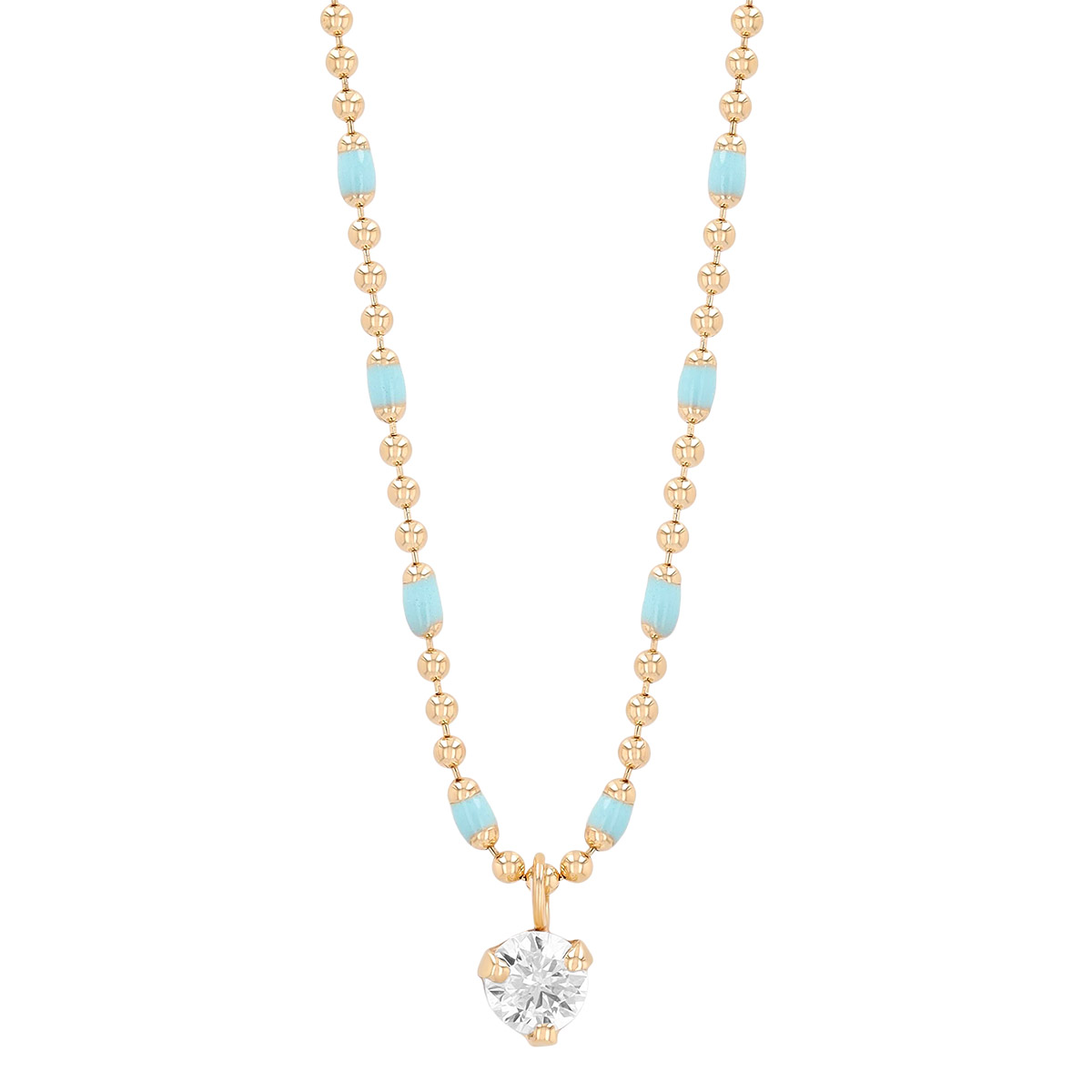 Zoe Chicco Diamond Pendant & Turquoise Station Necklace in Yellow Gold, 18