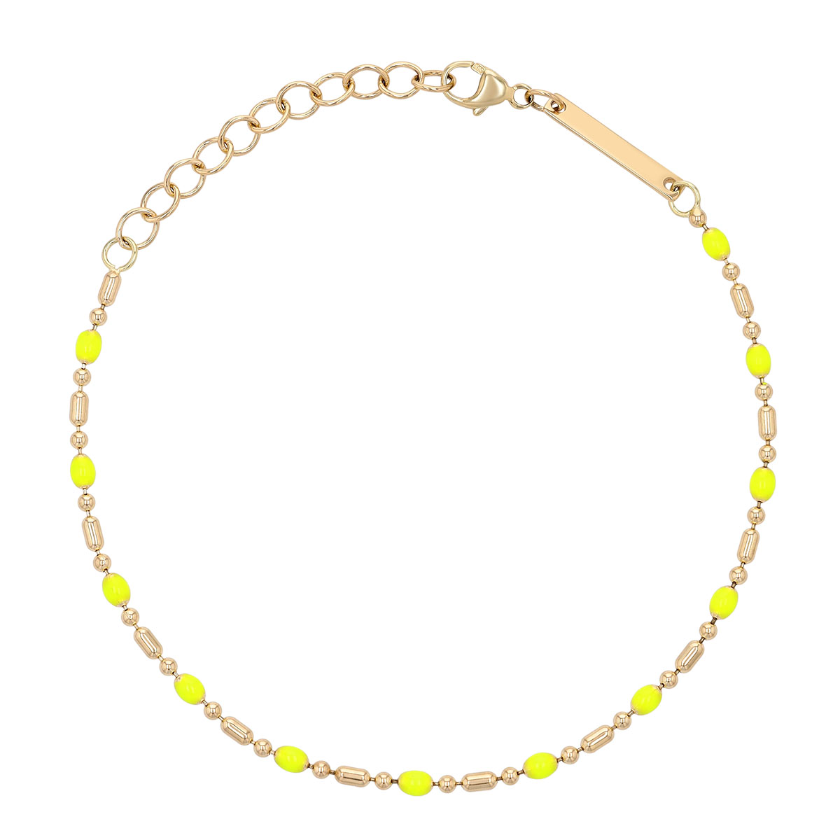 Zoe Chicco Yellow Enamel Beaded Station Bracelet in Yellow Gold, 7