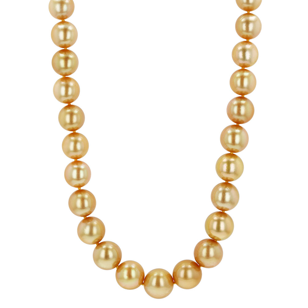 TARA Pearls Golden South Sea Cultured Pearl & Diamond Strand Necklace in Yellow Gold, 17