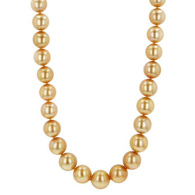TARA Pearls Golden South Sea Cultured Pearl & Diamond Strand Necklace in Yellow Gold, 17", 11-14 mm