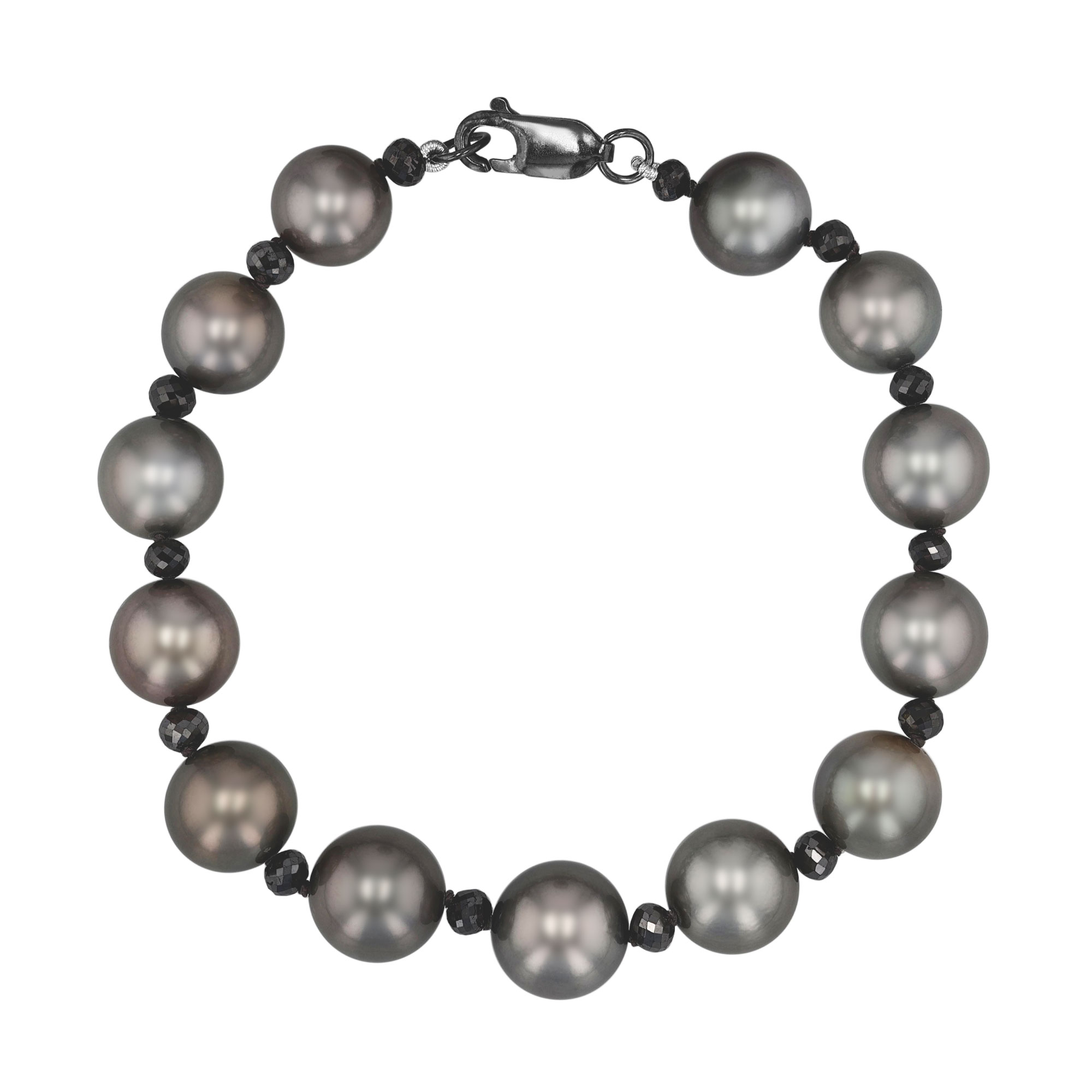 TARA Pearls Tahitian South Sea Cultured Pearl & Black Diamond Bracelet in Black Rhodium, 8.5