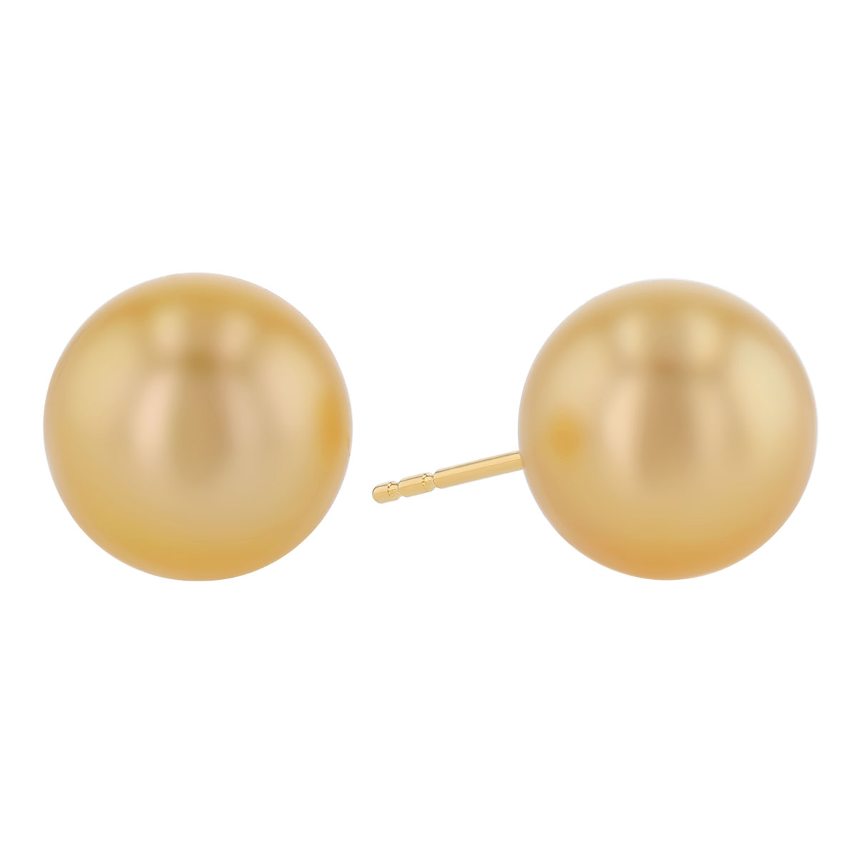 TARA Pearls Golden South Sea Cultured Pearl Stud Earrings in Yellow Gold, 11-12 mm