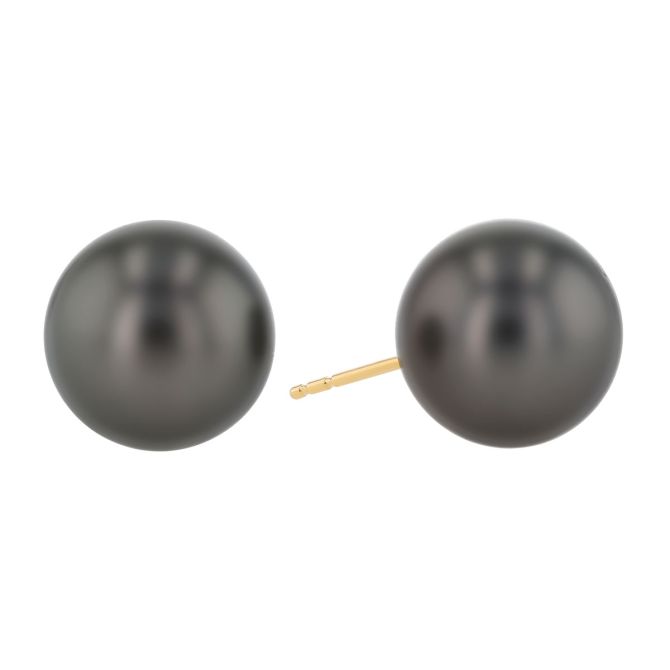 TARA Pearls Tahitian South Sea Cultured Pearl Stud Earrings in Yellow Gold, 12-13 mm
