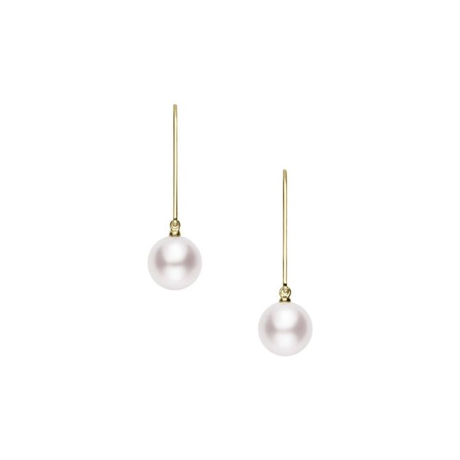 Mikimoto Akoya Cultured Pearl Drop Earrings in Yellow Gold
