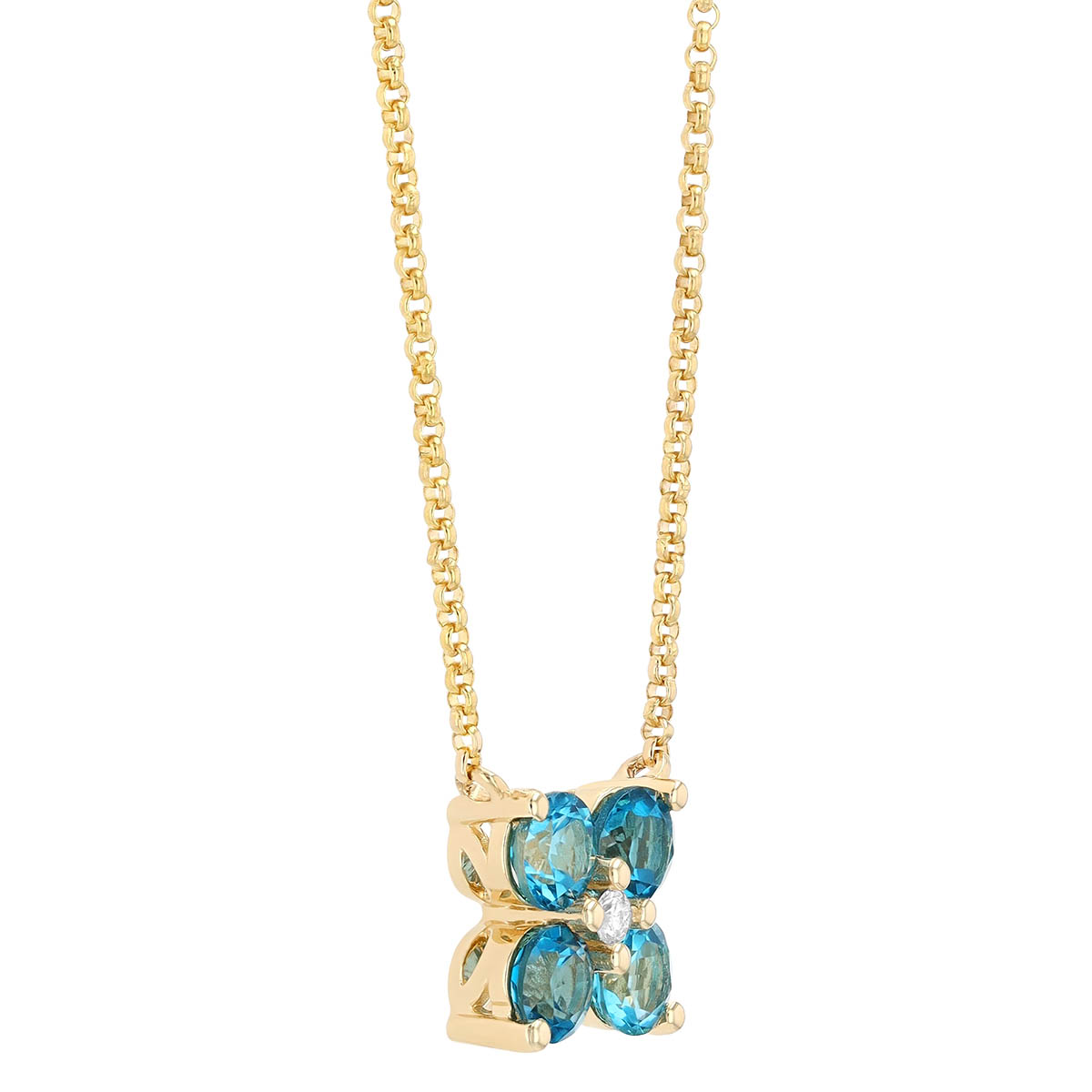Topaz Quartet & Diamond Pendant in Yellow Gold, 18