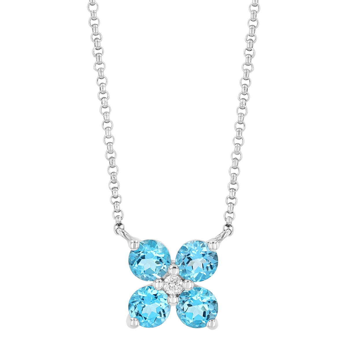 Topaz Quartet & Diamond Pendant in White Gold, 18