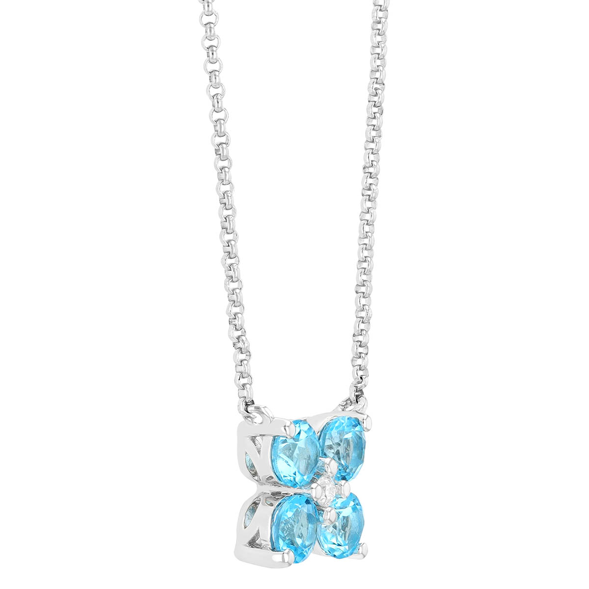 Topaz Quartet & Diamond Pendant in White Gold, 18