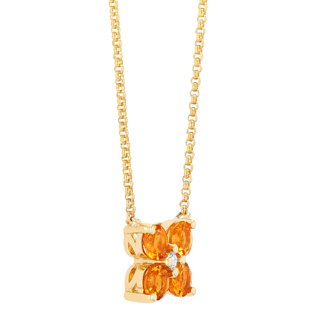 Citrine Quartet & Diamond Pendant in Yellow Gold, 18