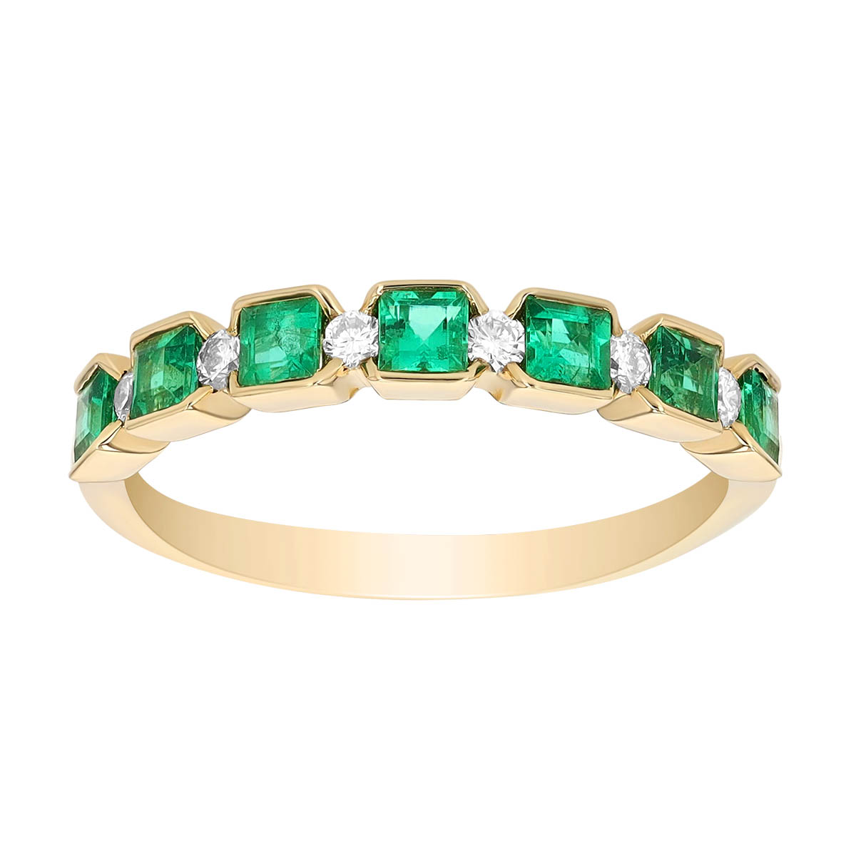 Square Emerald & Diamond Ring in Yellow Gold