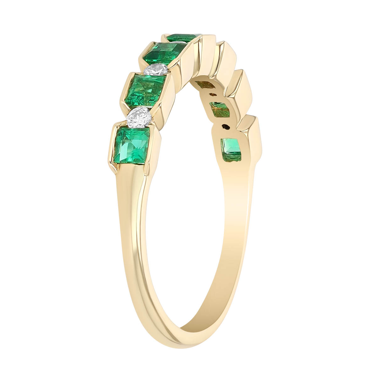 Square Emerald & Diamond Ring in Yellow Gold