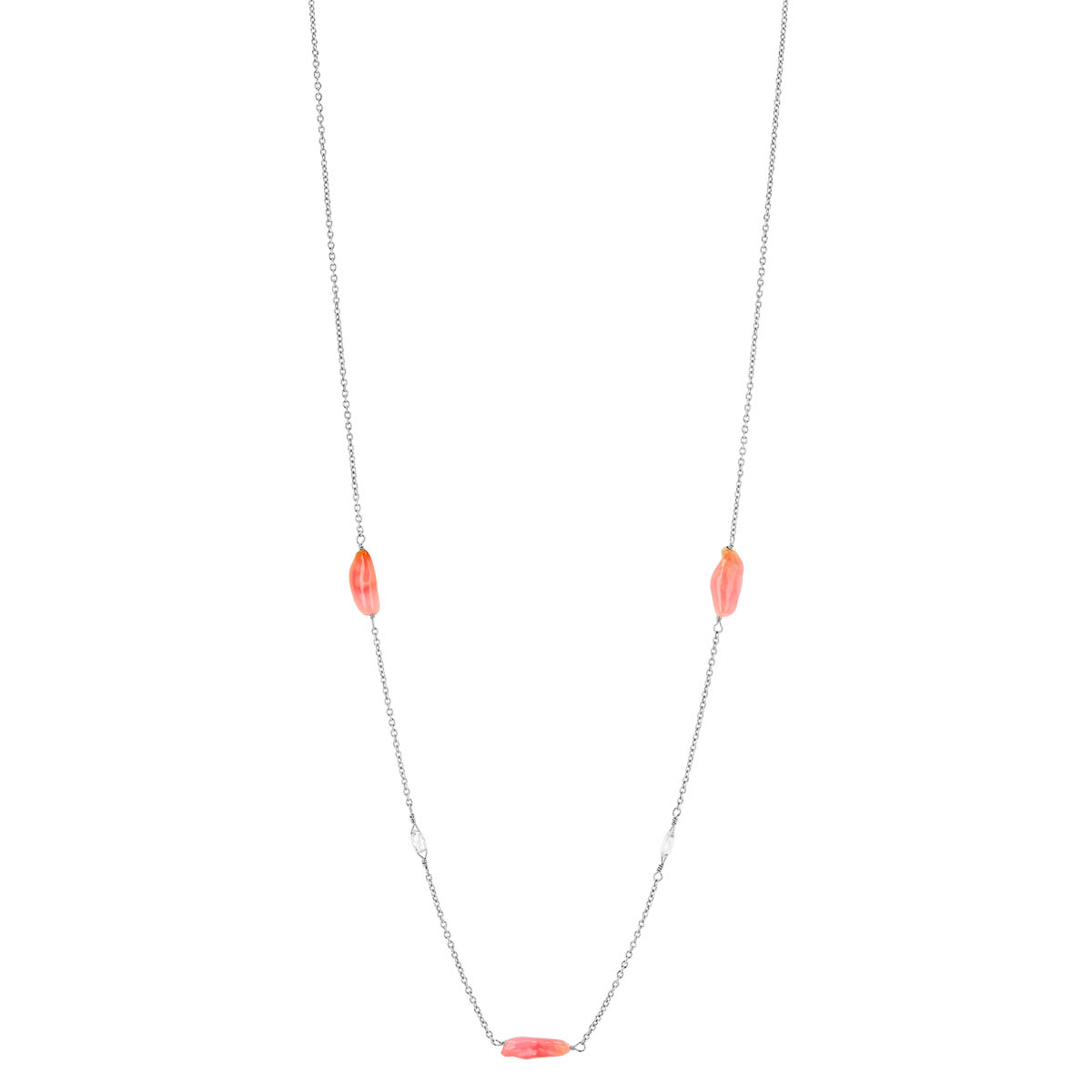 TARA Pearls Conch Pearl & Diamond Station Necklace in Platinum, 17