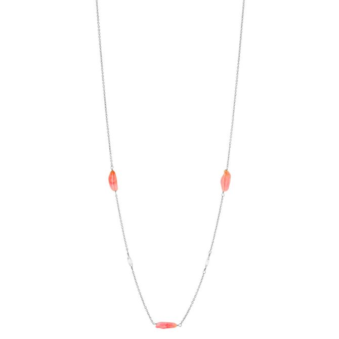 TARA Pearls Conch Pearl & Diamond Station Necklace in Platinum, 17"