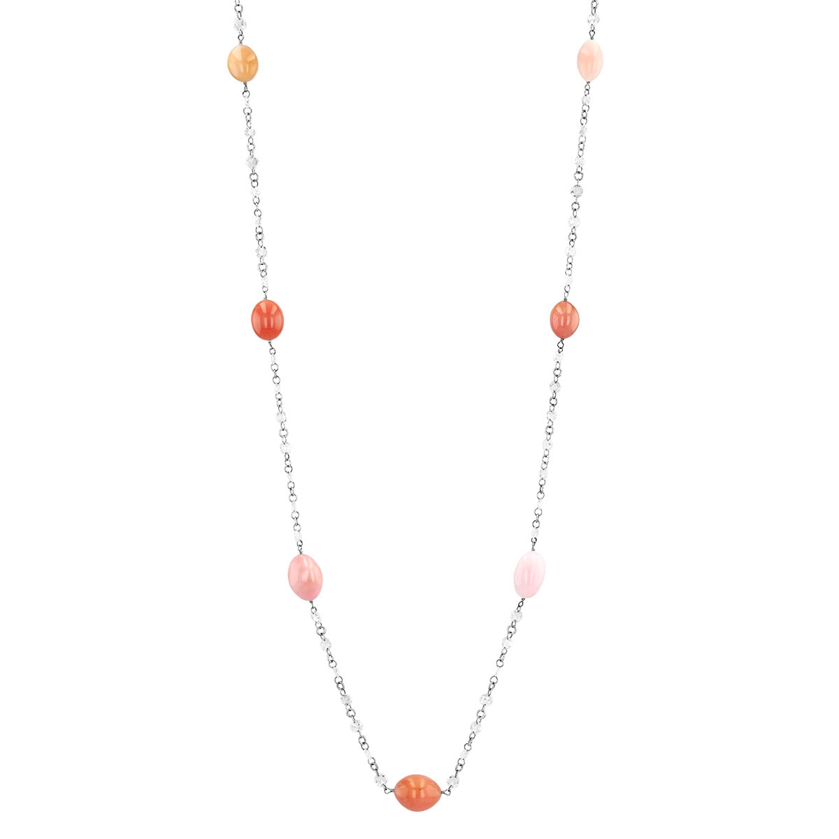 TARA Pearls Conch Pearl & Diamond Station Necklace in White Gold, 25