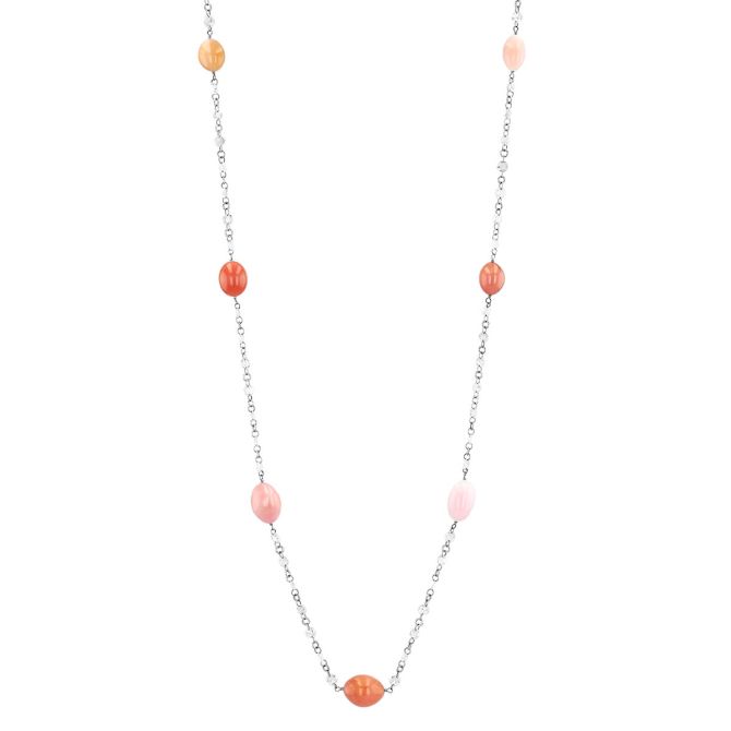 TARA Pearls Conch Pearl & Diamond Station Necklace in White Gold, 25"