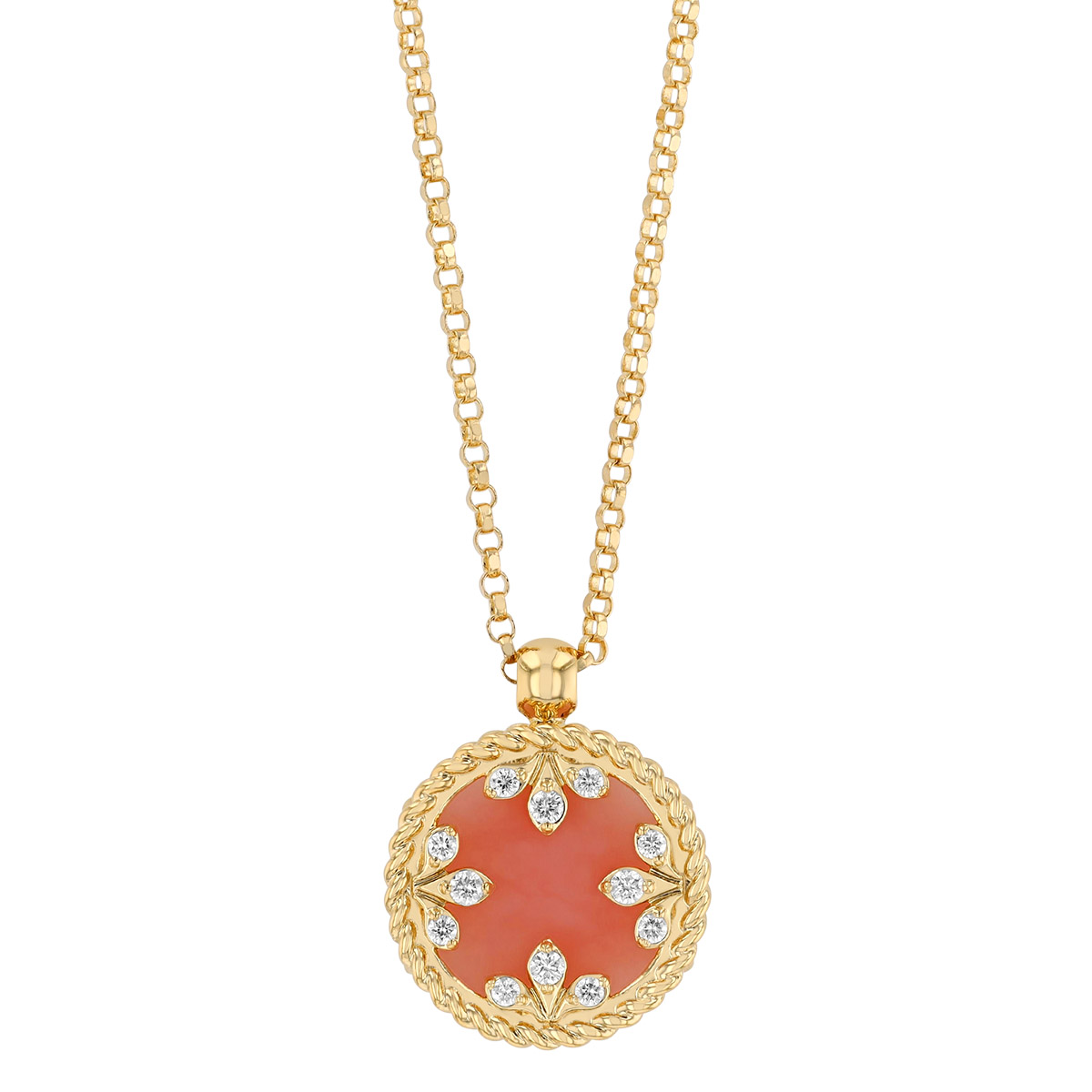 Roberto Coin Venetian Princess Opal & Diamond Floral Pendant in Yellow Gold, 18