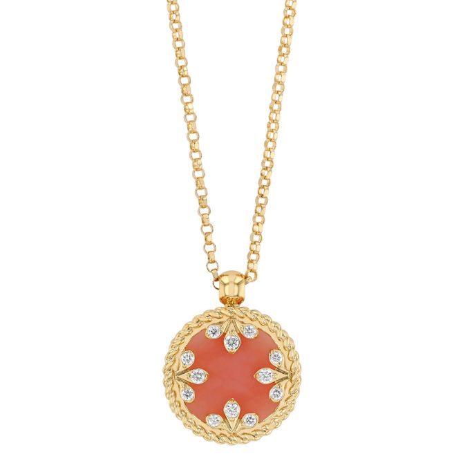 Roberto Coin Venetian Princess Opal & Diamond Floral Pendant in Yellow Gold, 18"