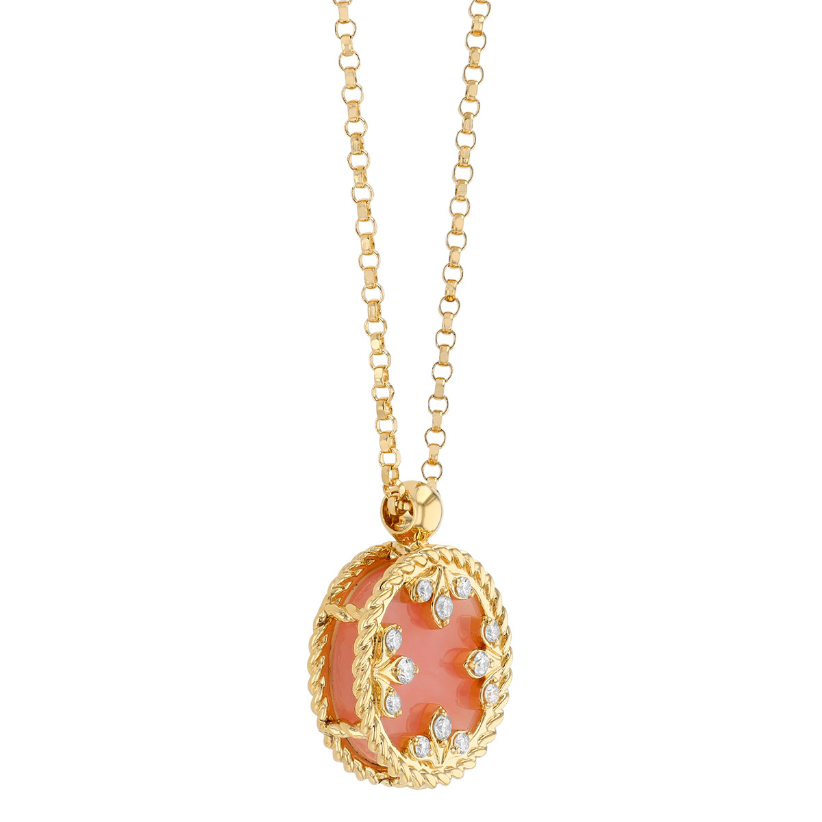 Roberto Coin Venetian Princess Opal & Diamond Floral Pendant in Yellow Gold, 18