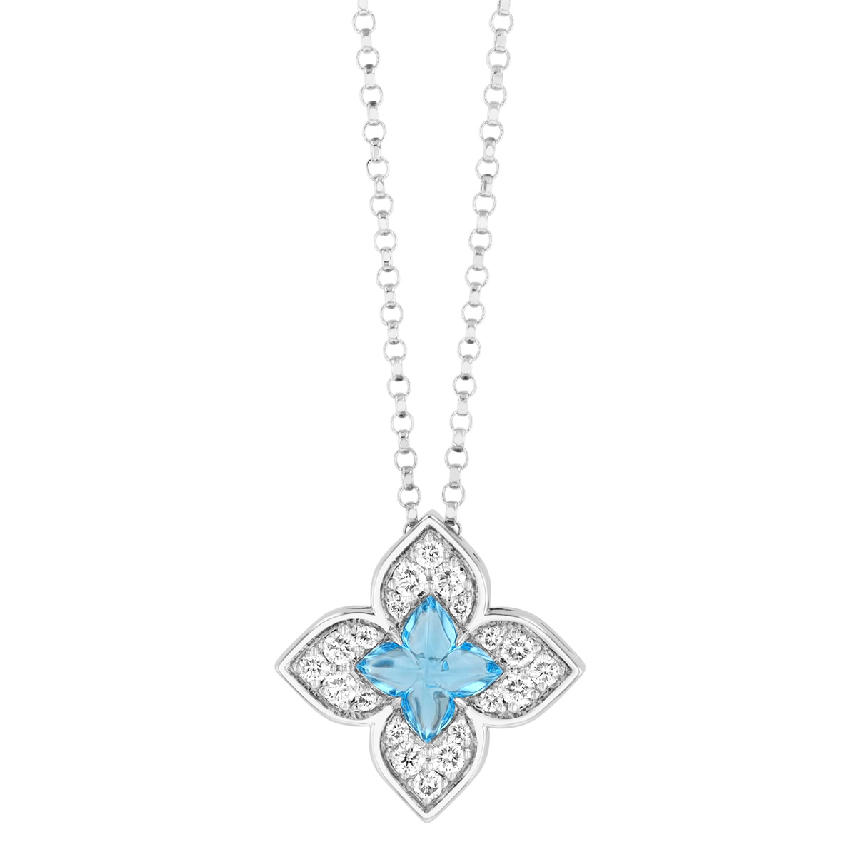 Roberto Coin Venetian Princess Carnival Topas & Diamond Flower Pendant in White Gold