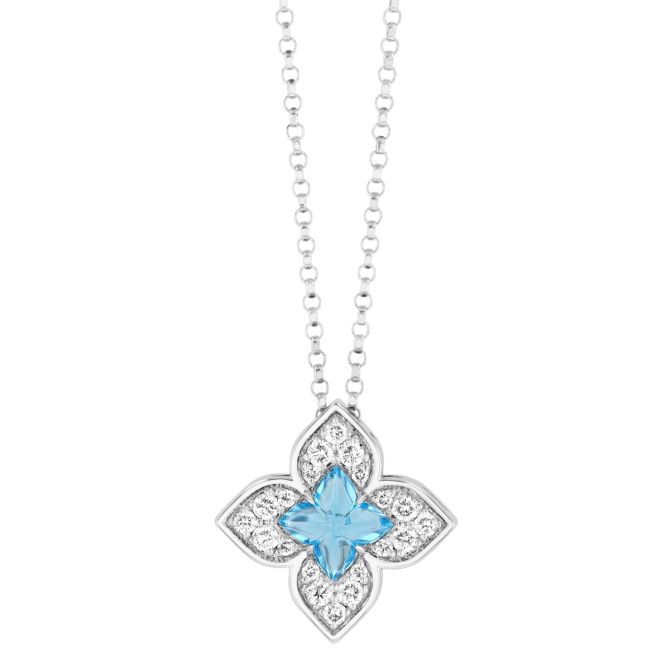 Roberto Coin Venetian Princess Carnival Topas & Diamond Flower Pendant in White Gold