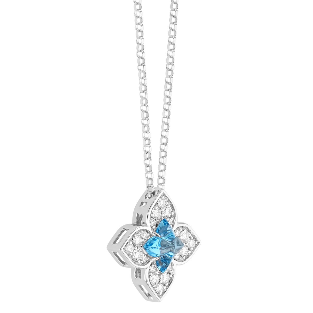 Roberto Coin Venetian Princess Carnival Topas & Diamond Flower Pendant in White Gold