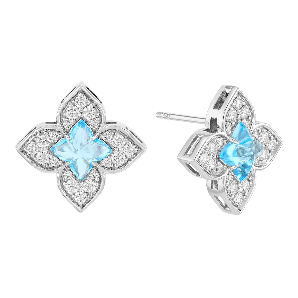 Roberto Coin Venetian Princess Carnival Topaz & Diamond Flower Stud Earrings in White Gold