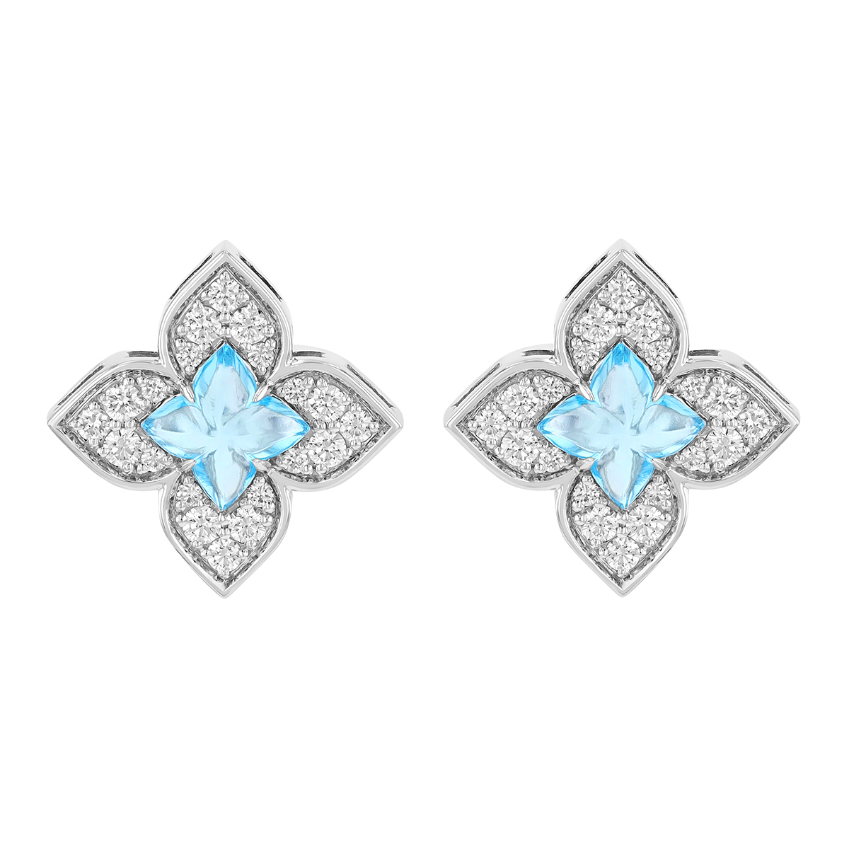 Roberto Coin Venetian Princess Carnival Topaz & Diamond Flower Stud Earrings in White Gold