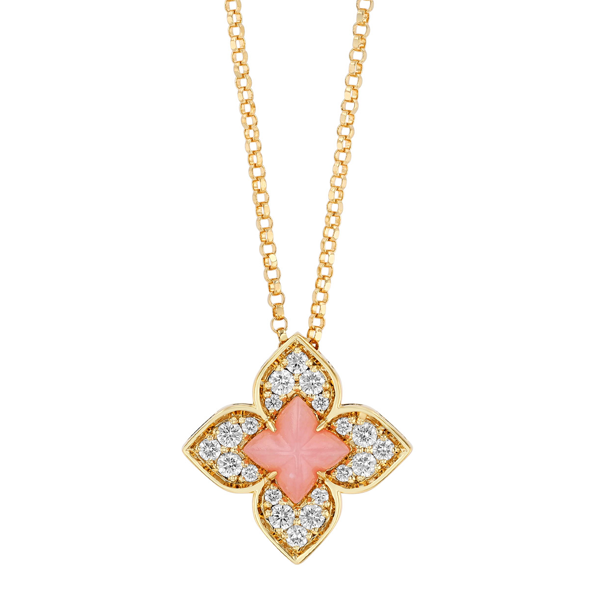 Roberto Coin Venetian Princess Carnival Opal & Diamond Flower Pendant in Yellow Gold, 18