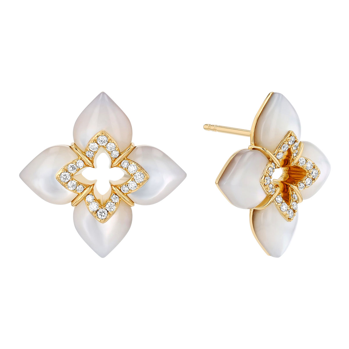 Roberto Coin Venetian Princess Diamond & Mother of Pearl Floral Pendant in Yellow Gold