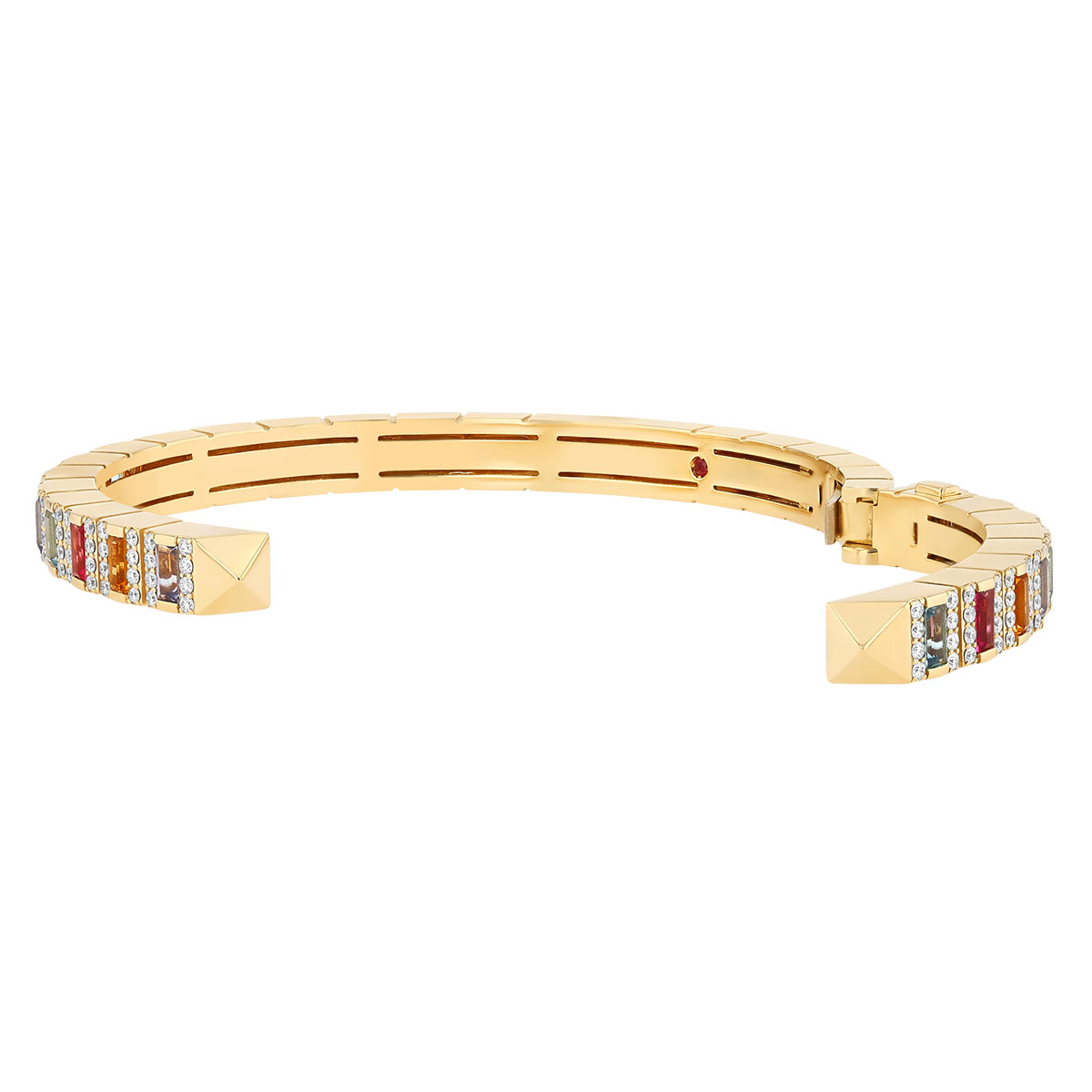 Roberto Coin Obelisco Emerald Cut Mixed Gemstone & Diamond Cuff Bracelet in Yellow Gold