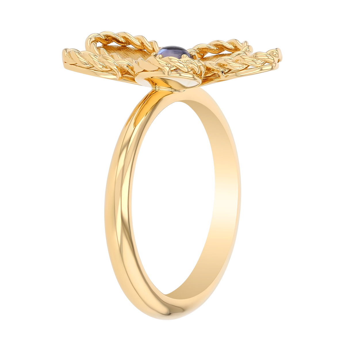 Roberto Coin Jasmine Tanzanite Flower Ring in Yellow Gold, Size 6.5