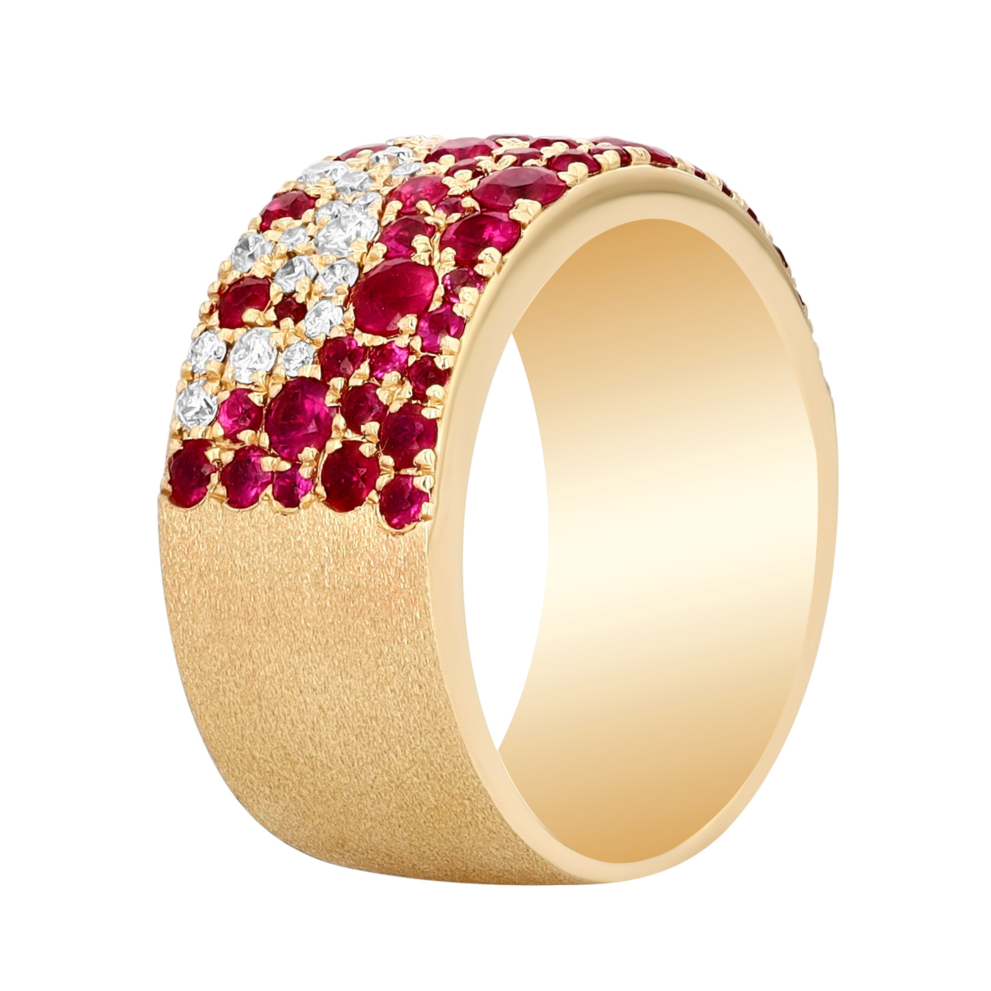 Ruby & Diamond Pavé Ring in Yellow Gold