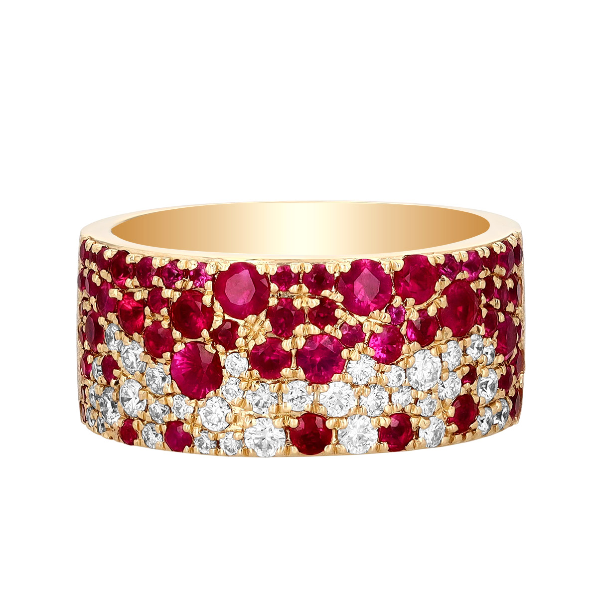 Ruby & Diamond Pavé Ring in Yellow Gold