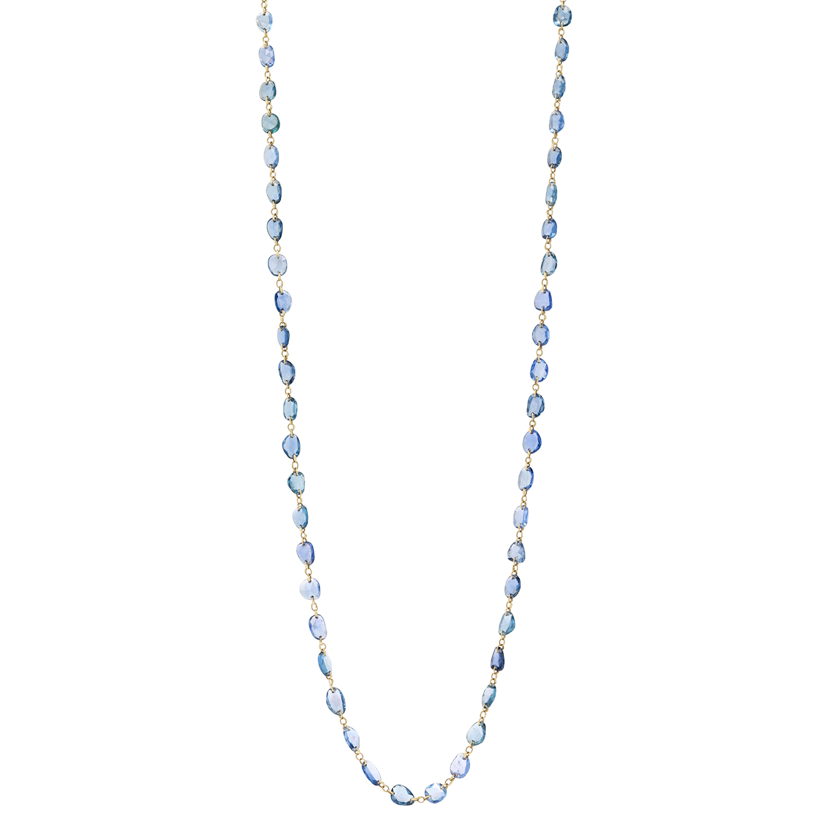 Sapphire Bead Necklace in Yellow Gold, 36