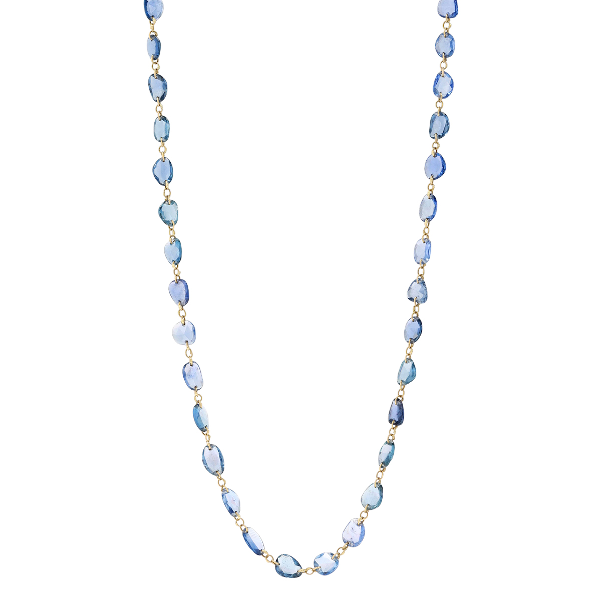 Sapphire Bead Necklace in Yellow Gold, 36