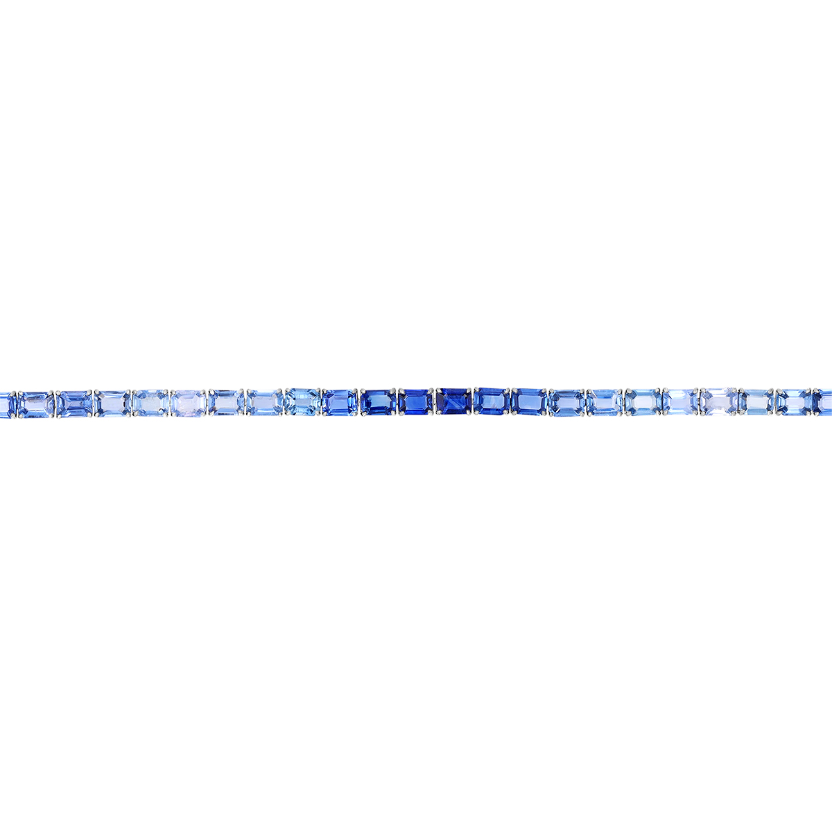 Emerald Cut Sapphire Ombre Tennis Bracelet in White Gold, 7