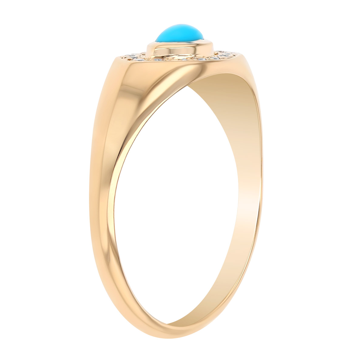 Zoe Chicco Marquise Cabochon Turquoise & Diamond Evil Eye Ring in Yellow Gold