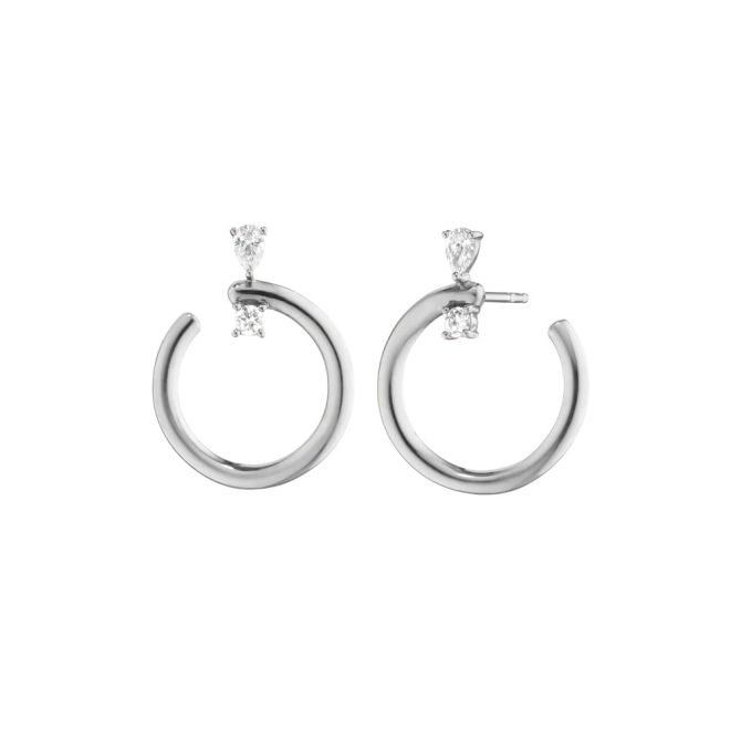 Monica Rich Kosann Sterling Silver Midi "Galaxy Wrap" Hoop Earrings with White Sapphires