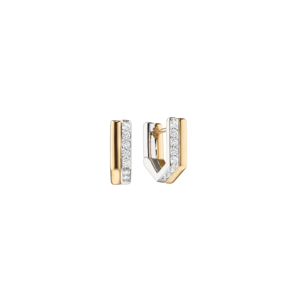 Monica Rich Kosann Infinity White Sapphire Huggie Hoop Earrings in Sterling Silver & Yellow Gold