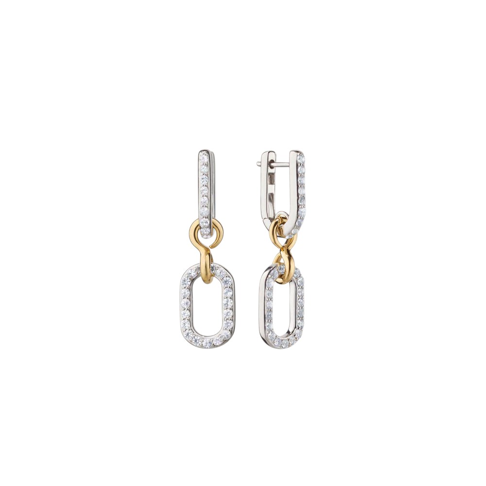 Monica Rich Kosann Infinity White Sapphire Dangle Earrings in Sterling Silver & Yellow Gold