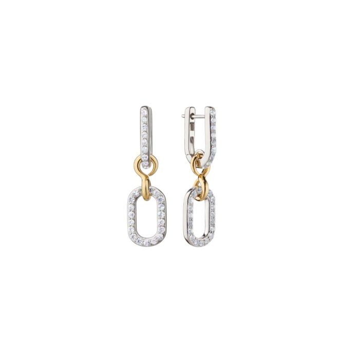 Monica Rich Kosann Infinity White Sapphire Dangle Earrings in Sterling Silver & Yellow Gold