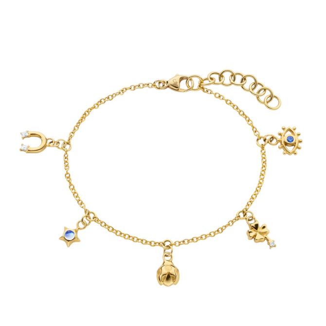 Monica Rich Kosann "My Lucky Charm" Mixed Gemstone Bracelet in Yellow Gold, 7"