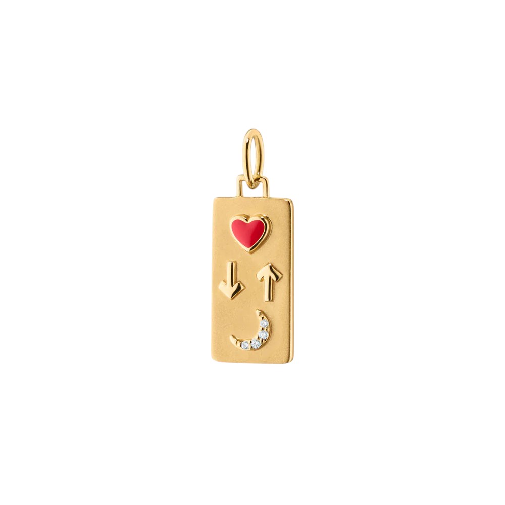 Monica Rich Kosann Love You to the Moon & Back Red Enamel & Diamond Charm in Yellow Gold
