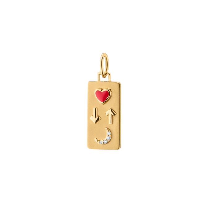 Monica Rich Kosann Love You to the Moon & Back Red Enamel & Diamond Charm in Yellow Gold