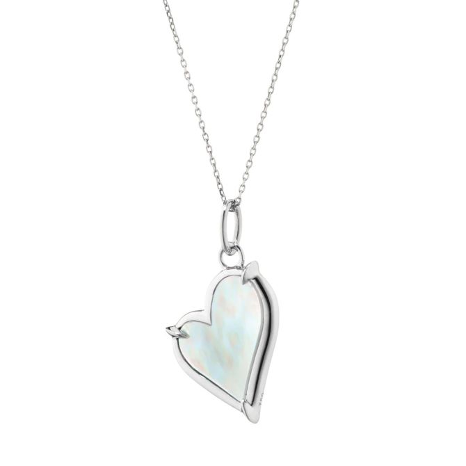 Monica Rich Kosann Mother of Pearl Heart Pendant in Sterling Silver, 18"