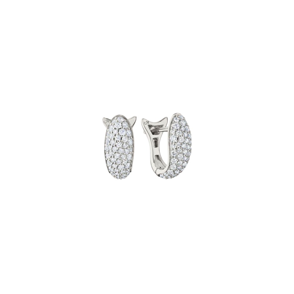 Monica Rich Kosann Perseverance White Sapphire Pavé Fish Huggie Hoop Earrings in Sterling Silver