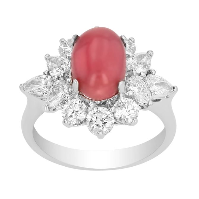 TARA Pearls Oval Cabochon Conch Pearl & Diamond Ring in White Gold