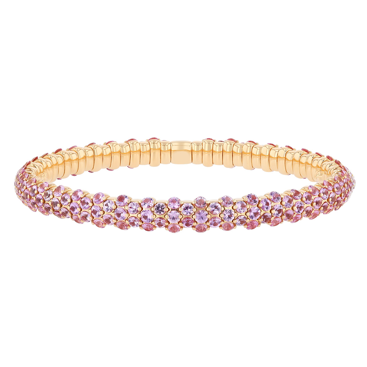 Zydo Collection Pink Sapphire Pavé Stretch Bracelet in Yellow Gold