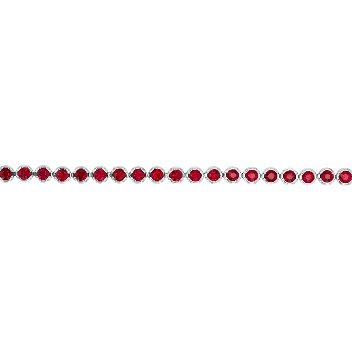 Split Bezel Round Ruby Tennis Bracelet in White Gold, 7
