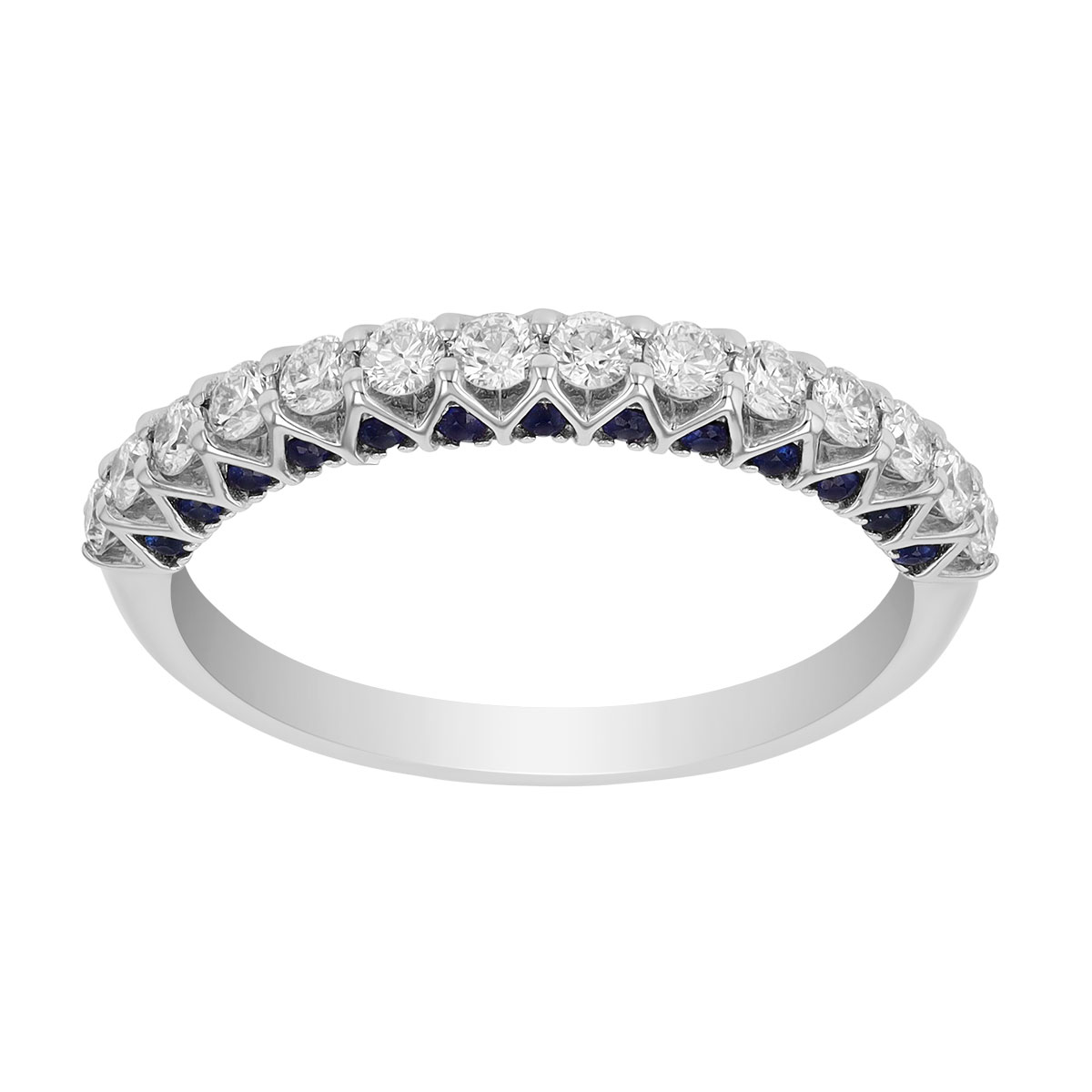 Diamond & Sapphire Gallery Ring in White Gold