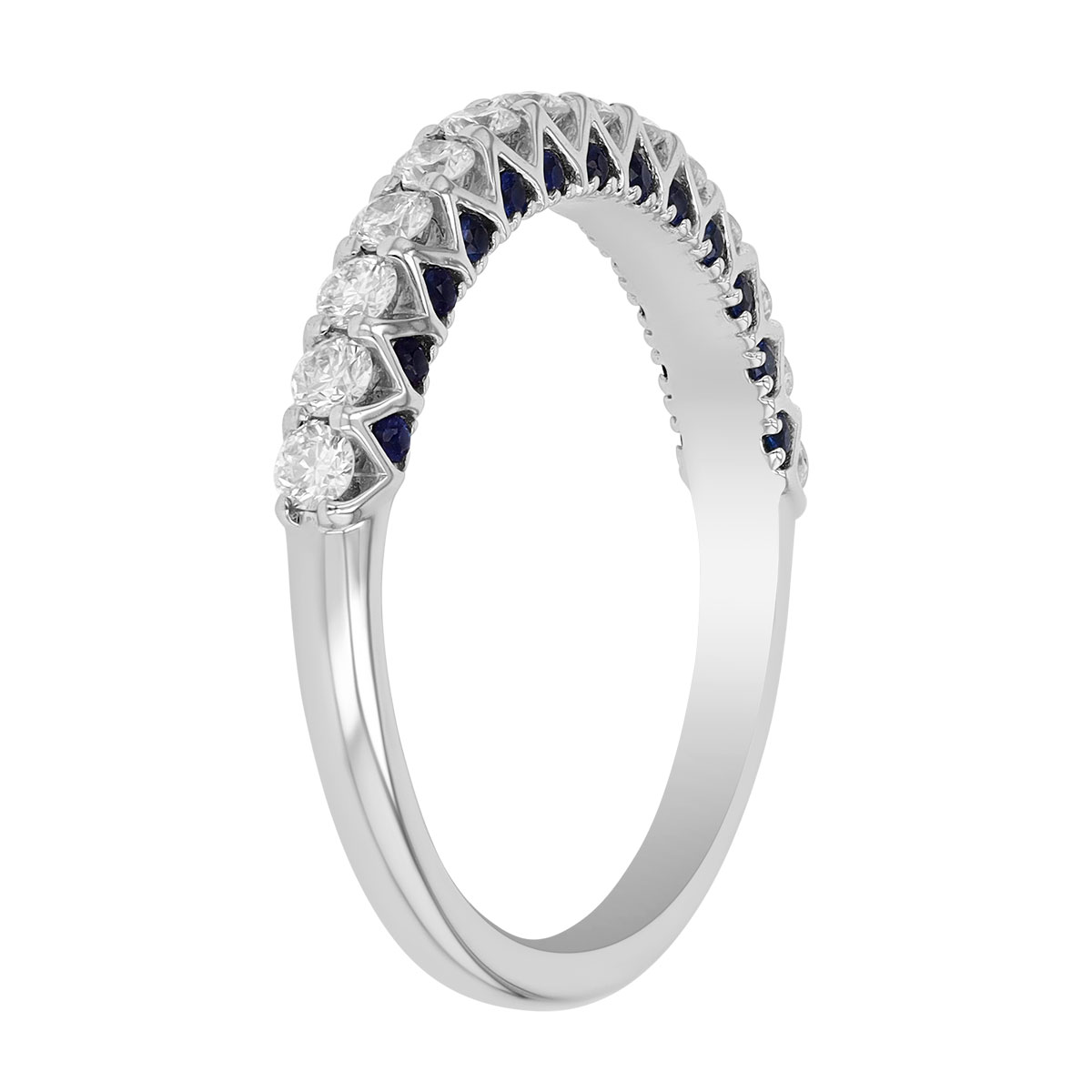 Diamond & Sapphire Gallery Ring in White Gold